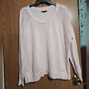 American Eagle Soft Pink Sweater Classy Chic Knit Cut Outs Size XL!